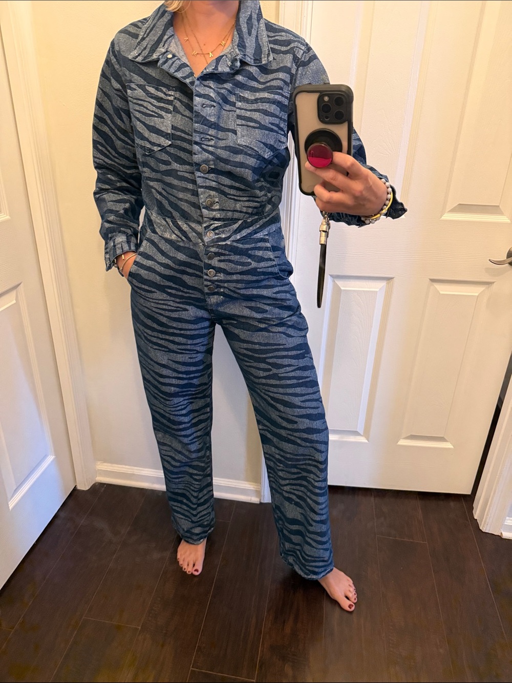 Nasty Gal Blue Zebra-Print Jumpsuit
